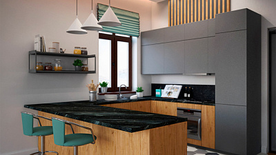 Кухня угловая Пепел - Дуб молодой 2117